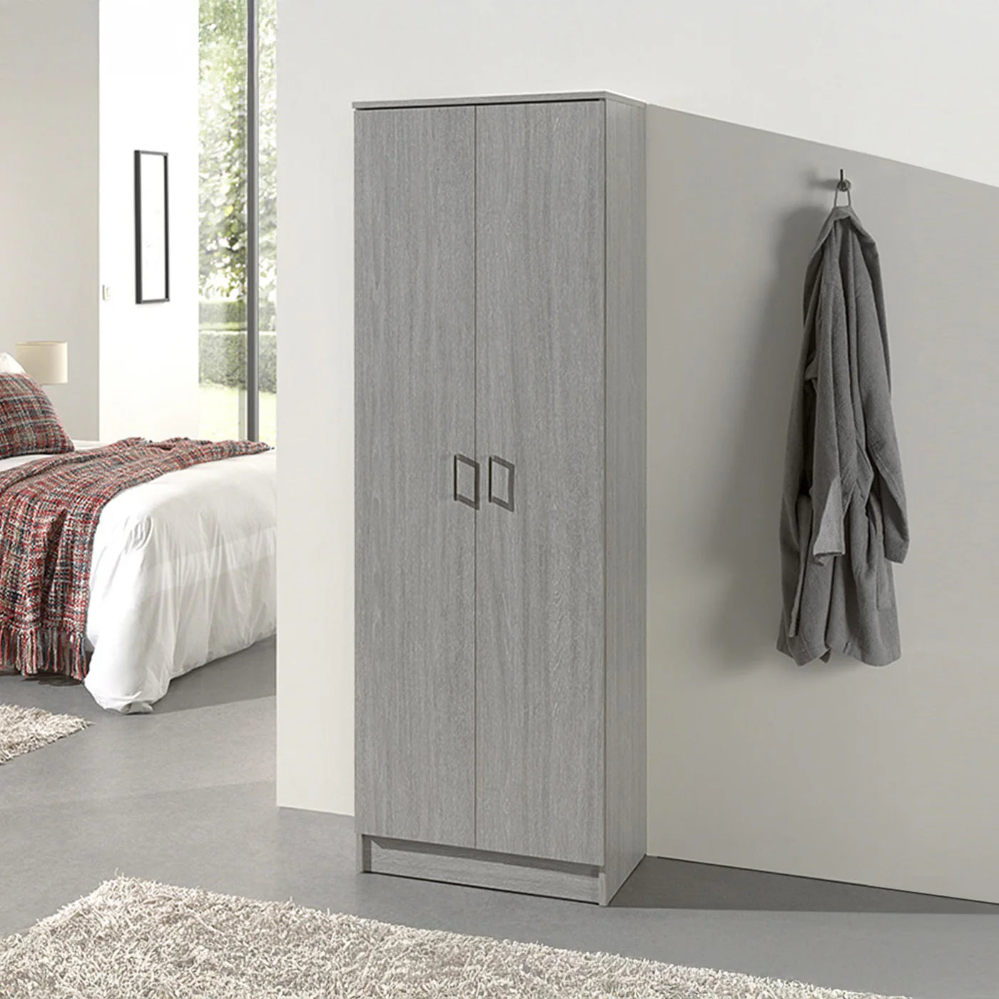 RAY - Armoires 2 ou 3 portes blanc, gris et bois clair