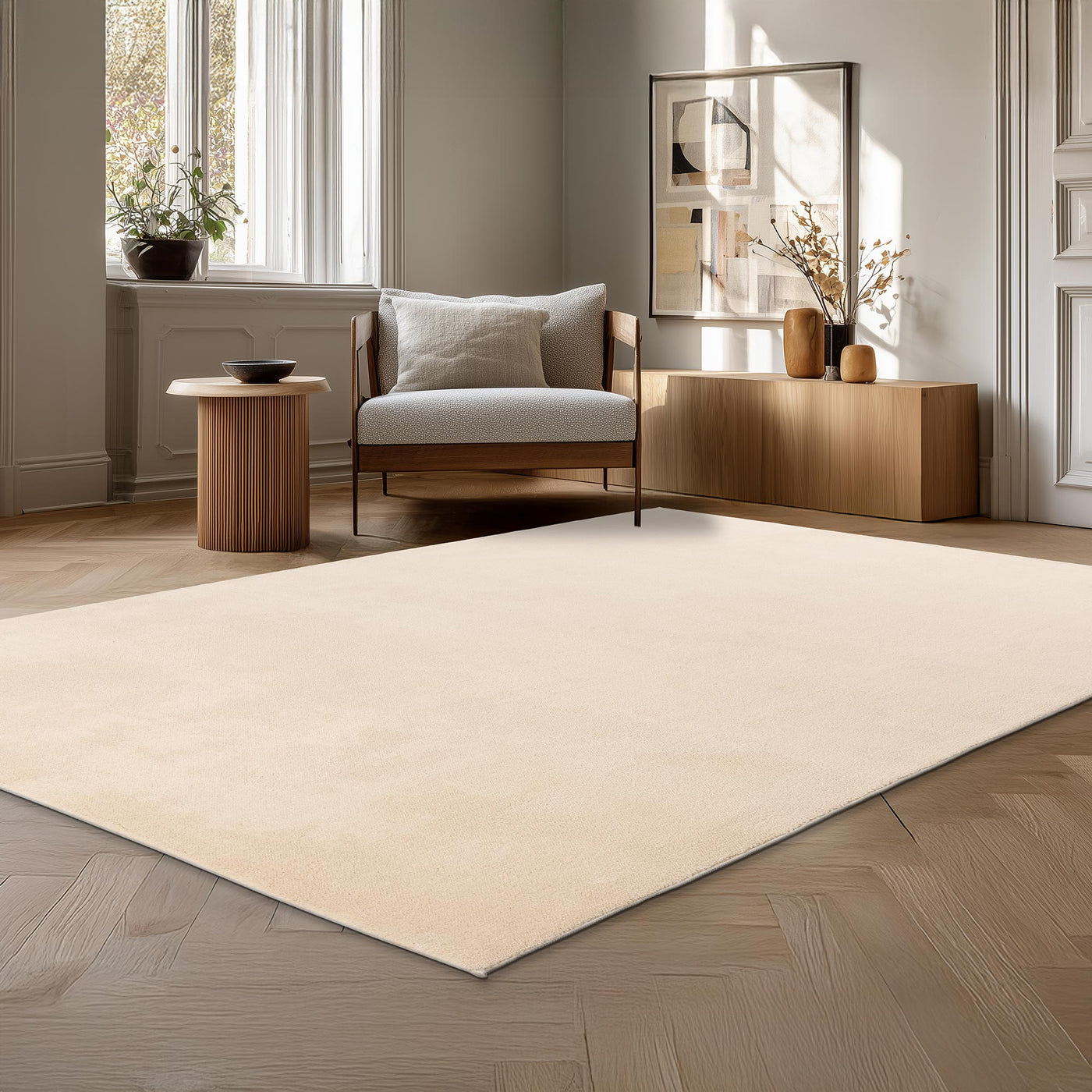 RELAX Tapis en tissu doux beige - 160x220 cm