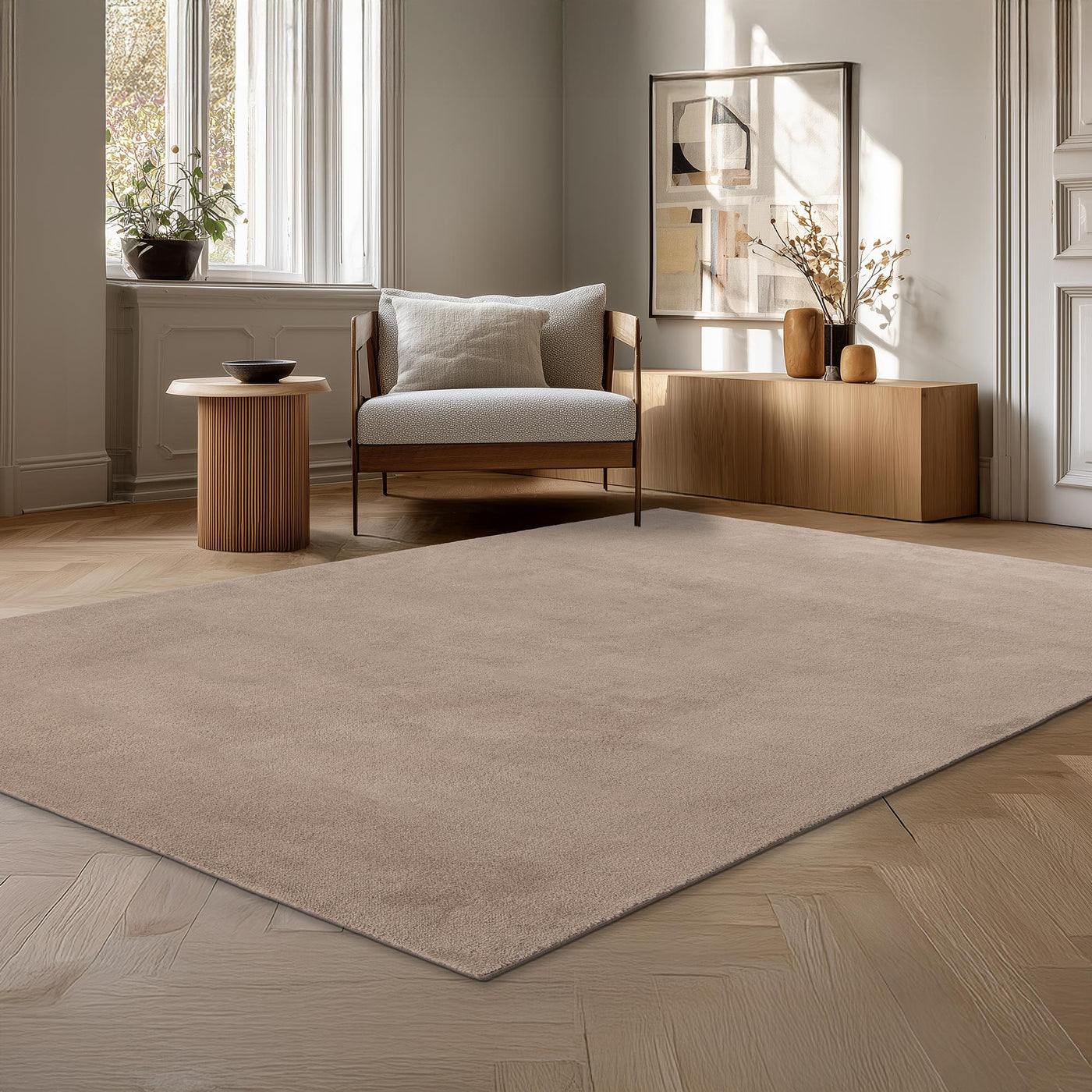 RELAX Tapis en tissu doux taupe - 160x220 cm