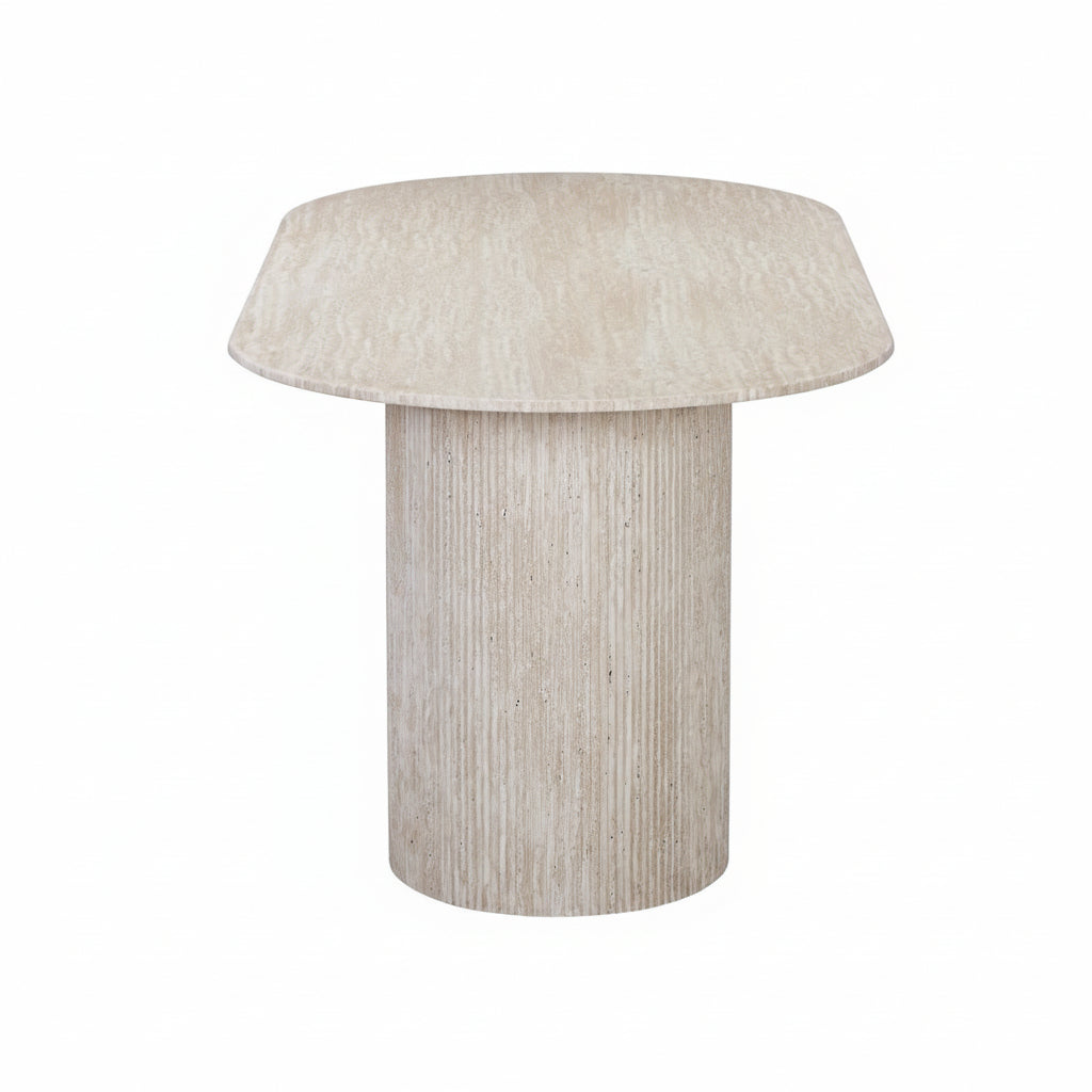 RINA XL Table à manger ovale en granite couleur travertin 180 cm