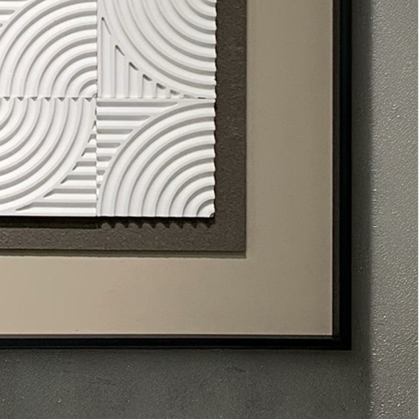 RIVANA Tableau peinture à l'huile beige relief carré cadre aluminium - 50x50 cm