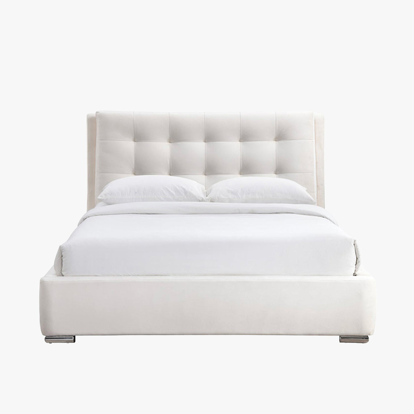 RODRIGO Lit double en tissu blanc écru avec 2 tiroirs 160x200 cm - Lits - Mobilier Deco