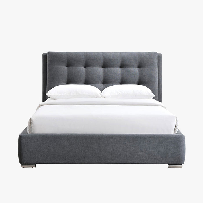 RODRIGO Lit double en tissu gris foncé avec 2 tiroirs 180x200 cm