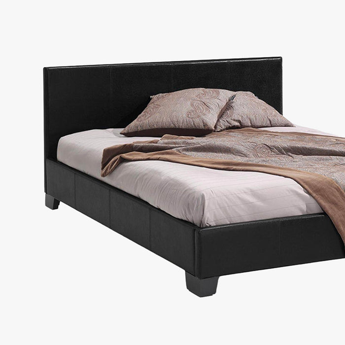 ROMA Lit double en simili cuir noir 140x200 cm