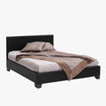 ROMA Lit double en simili cuir noir 140x200 cm