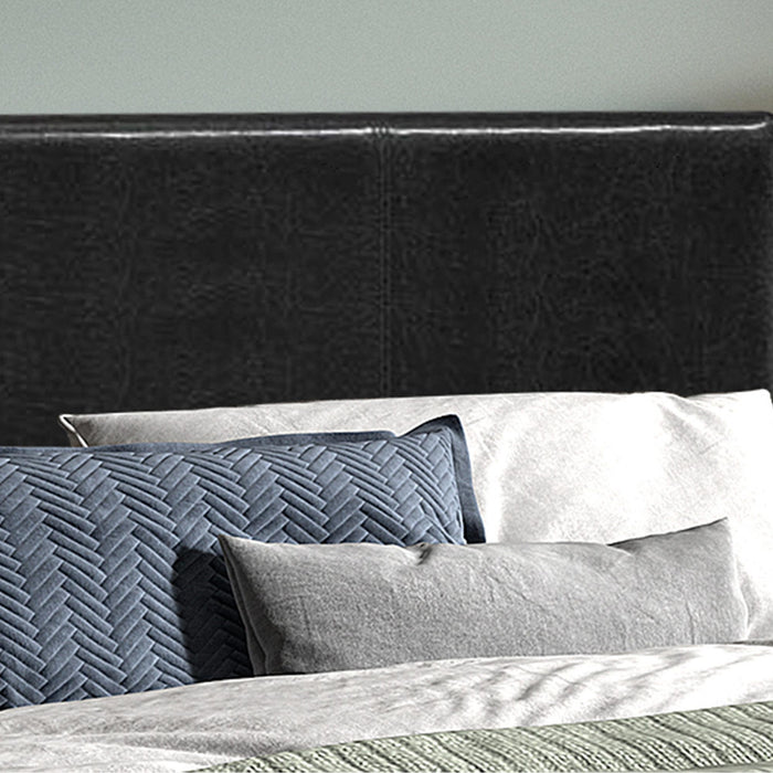 ROMA Lit double en simili cuir noir 140x200 cm