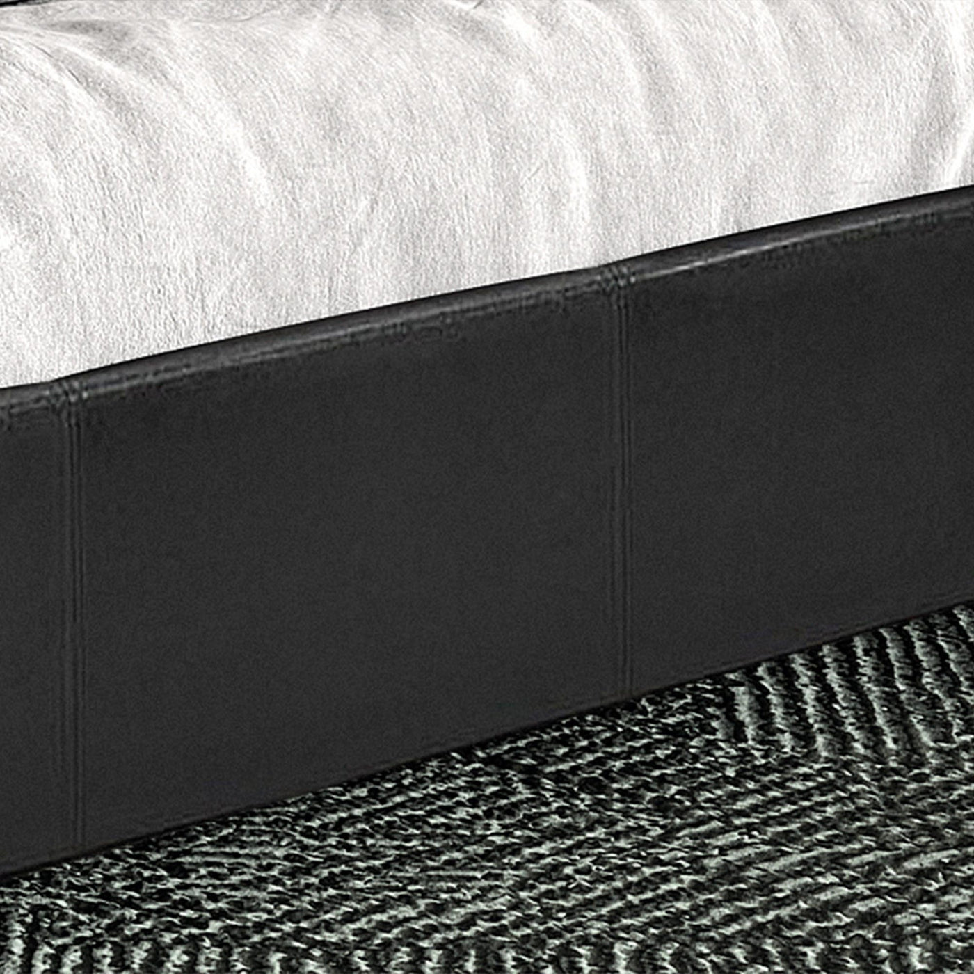 ROMA Lit double en simili cuir noir 140x200 cm