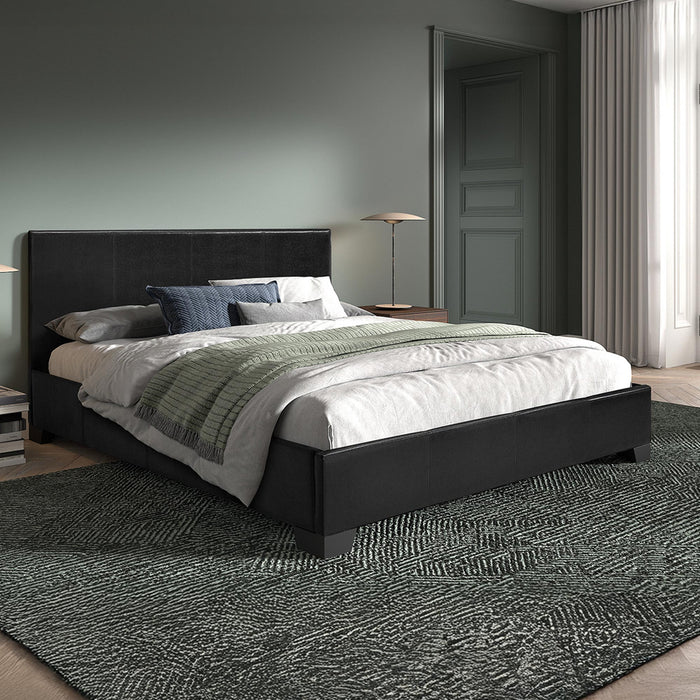 ROMA Lit double en simili cuir noir 160x200 cm
