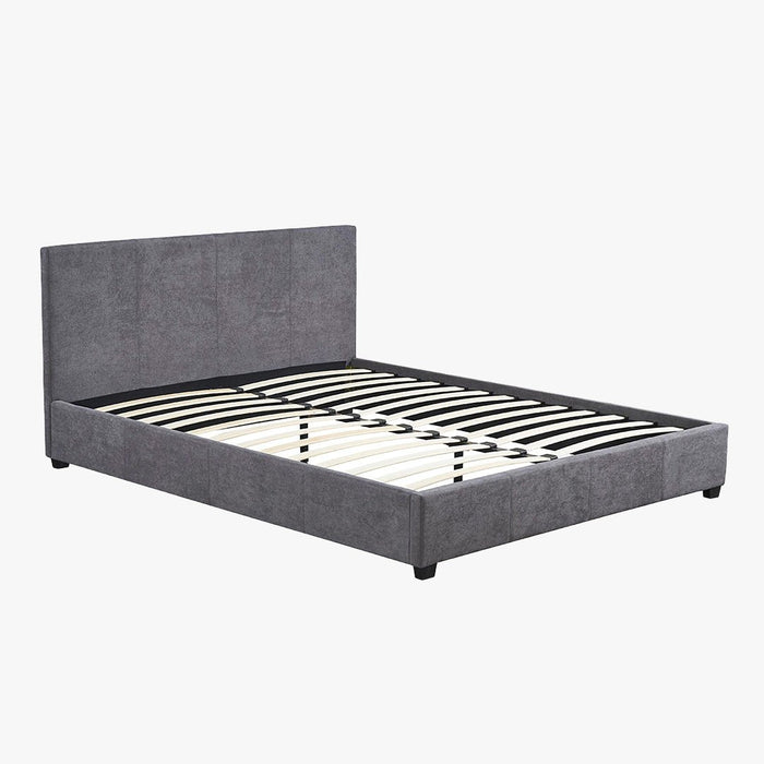 ROMA TISSU Lit double en tissu gris 140x200 cm