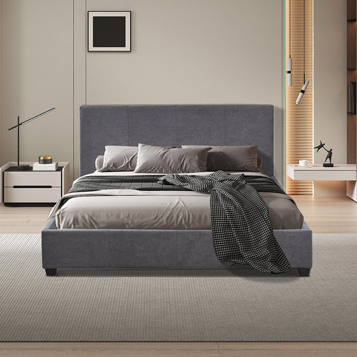ROMA TISSU Lit double en tissu gris 140x200 cm