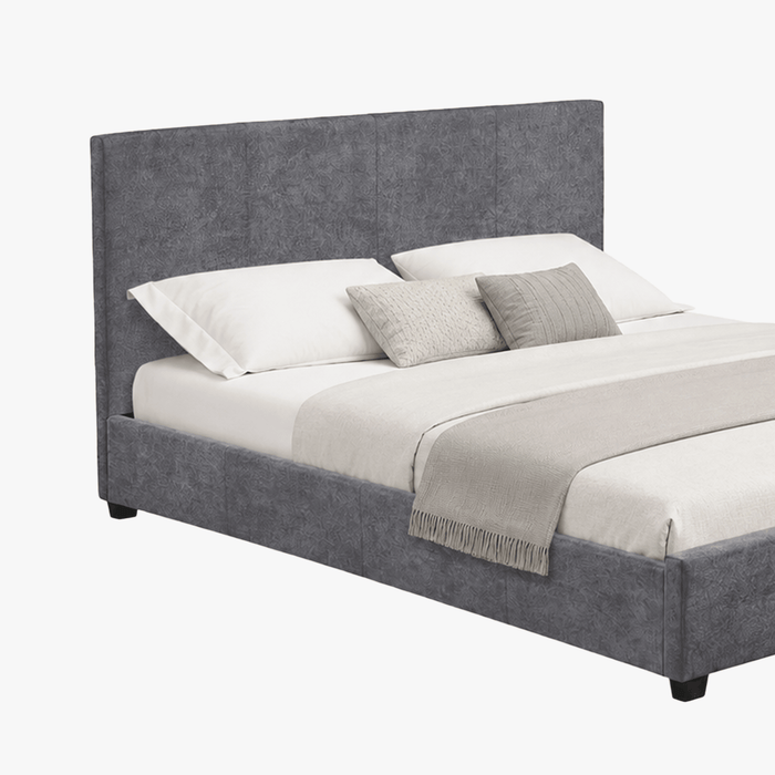 ROMA TISSU Lit double en tissu gris 160x200 cm