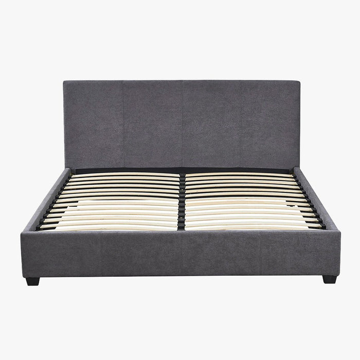 ROMA TISSU Lit double en tissu gris 160x200 cm