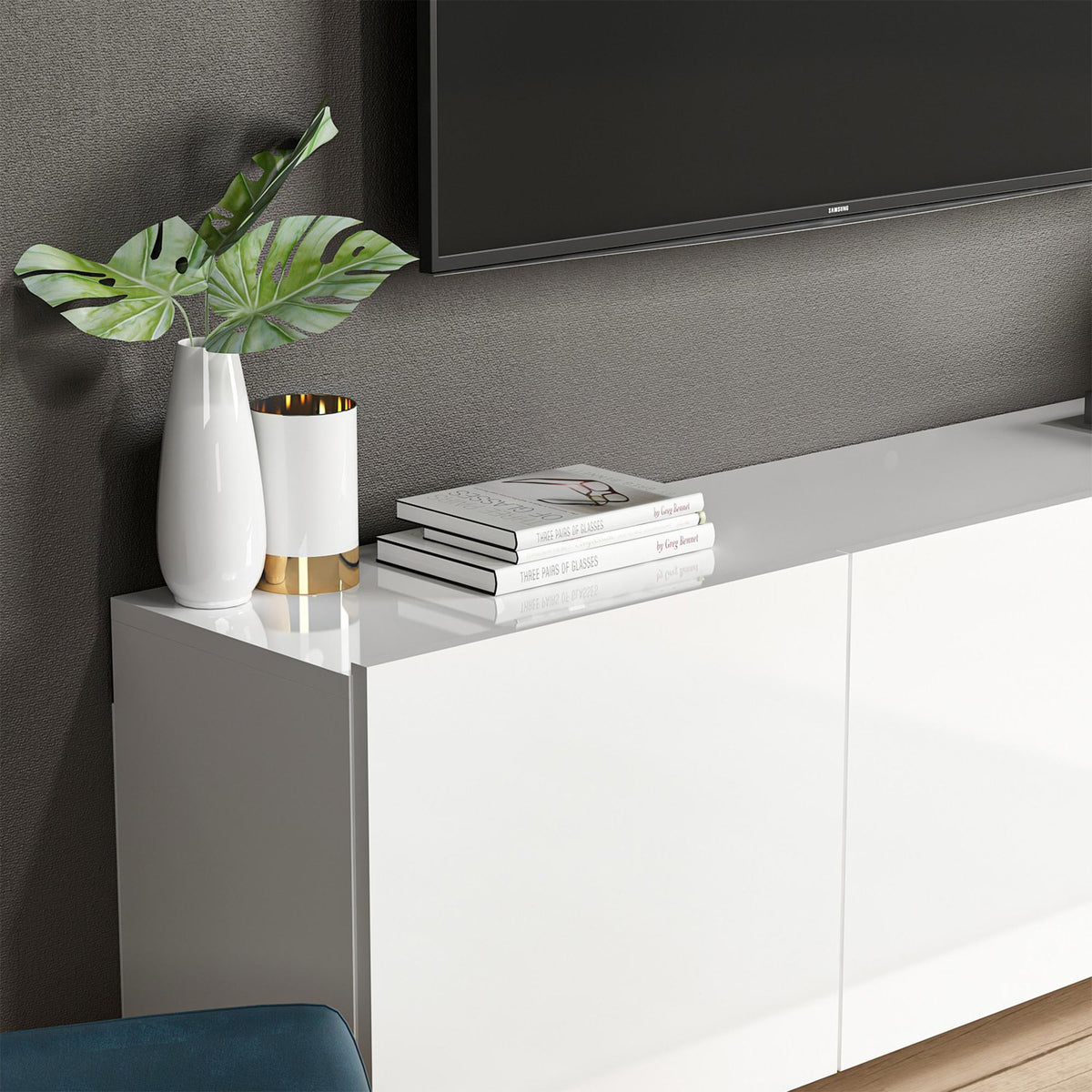 RONA Meuble TV 3 portes blanc - Mobilier Deco