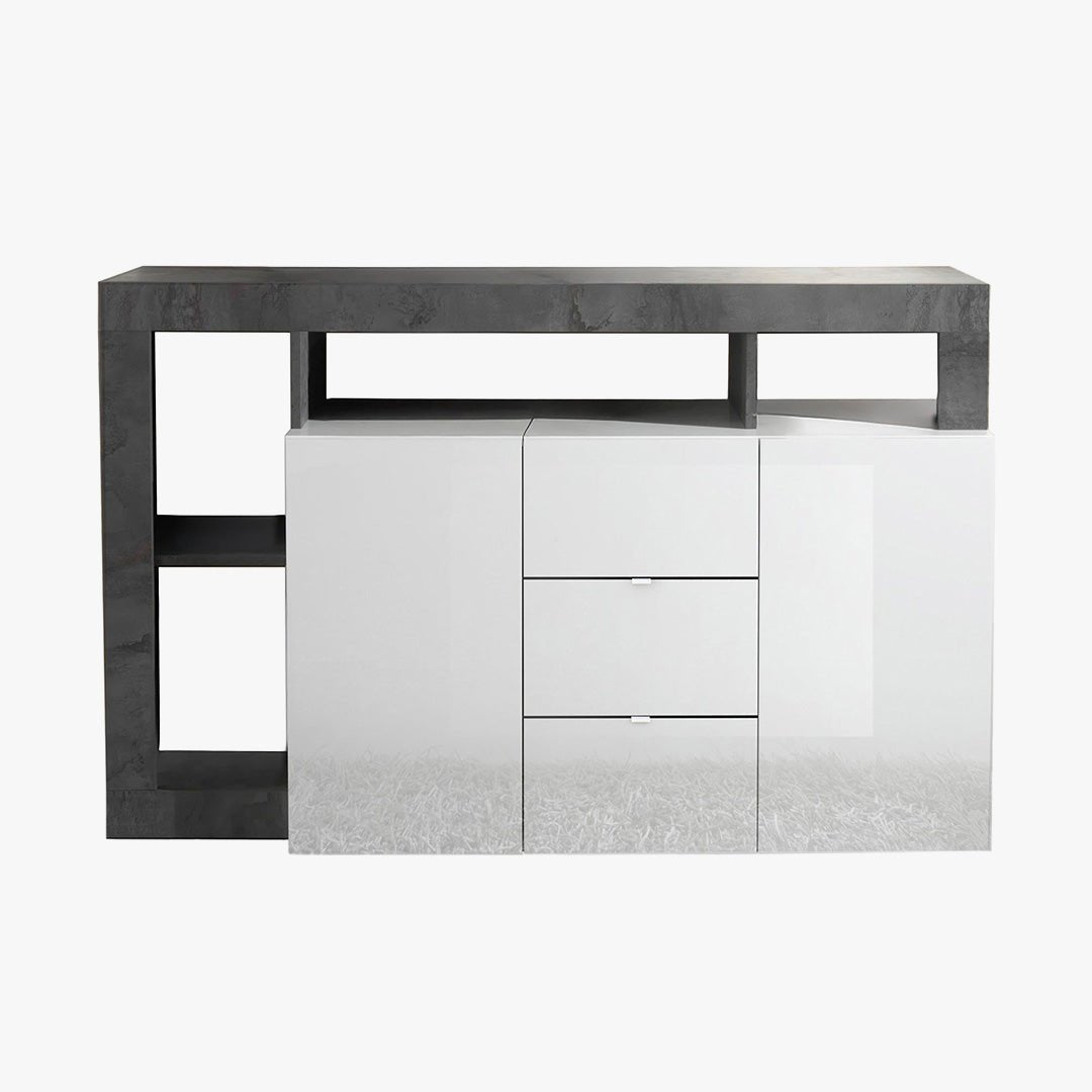 RONICA Buffet 2 portes 3 tiroirs gris et blanc - Buffet - Mobilier Deco