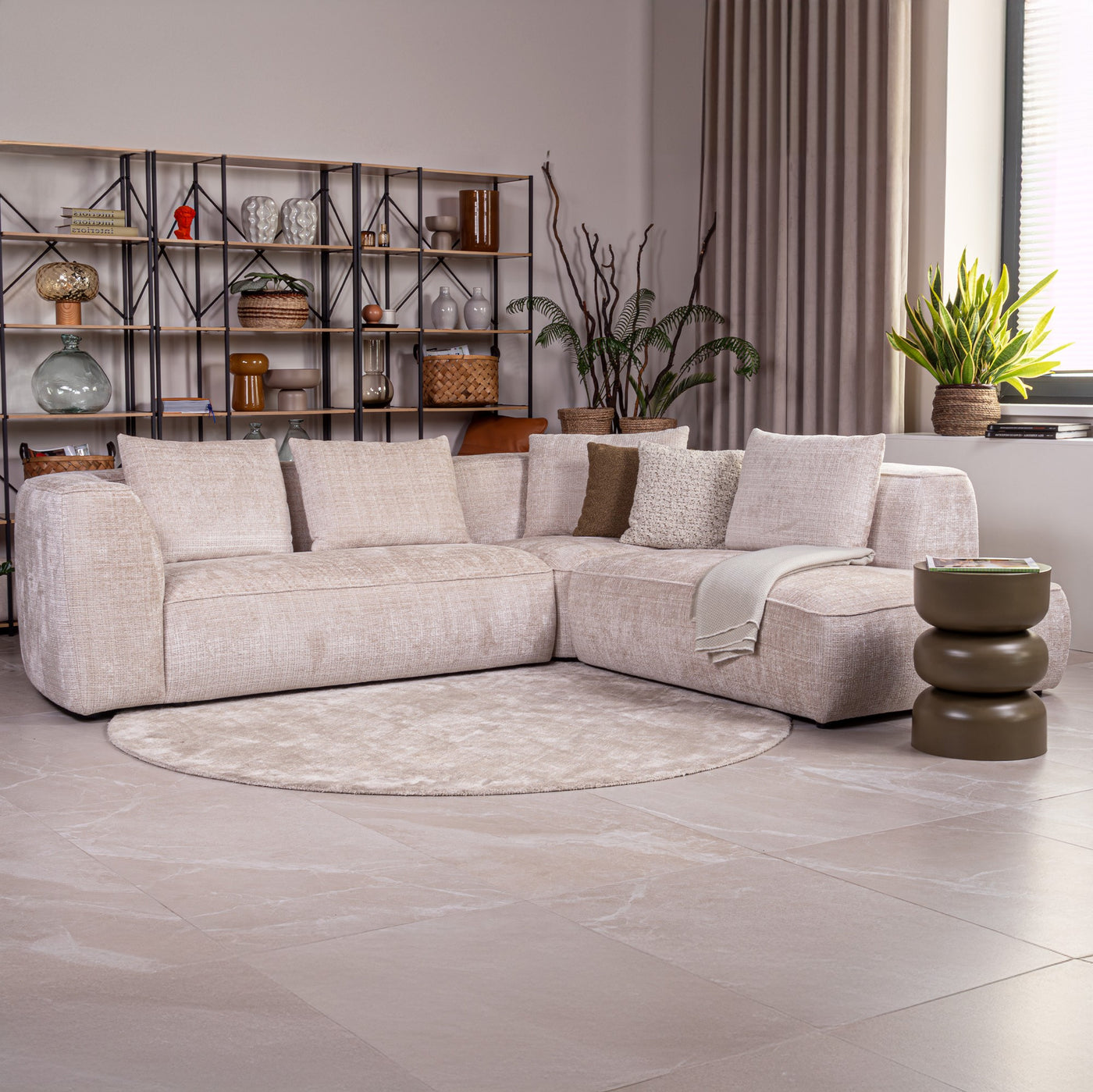 ROSIE Canapé d'angle en tissu beige - Angle droit