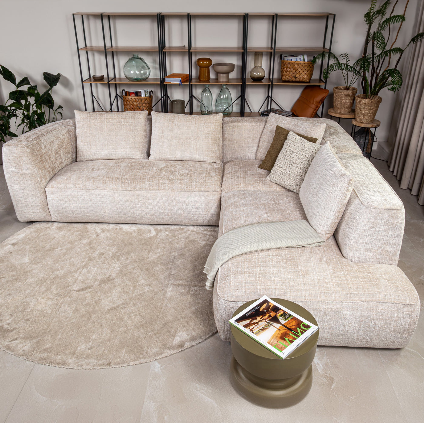 ROSIE Canapé d'angle en tissu beige - Angle droit