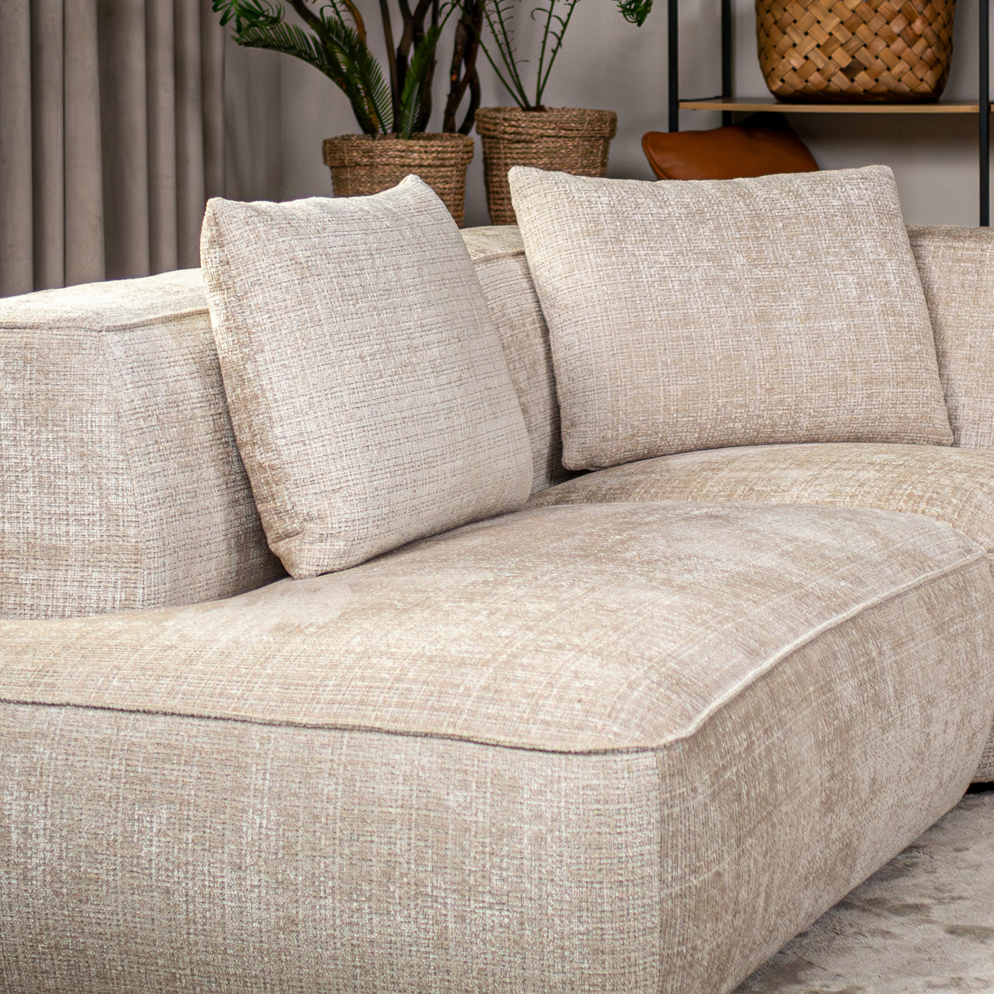 ROSIE Canapé d'angle en tissu beige - Angle droit