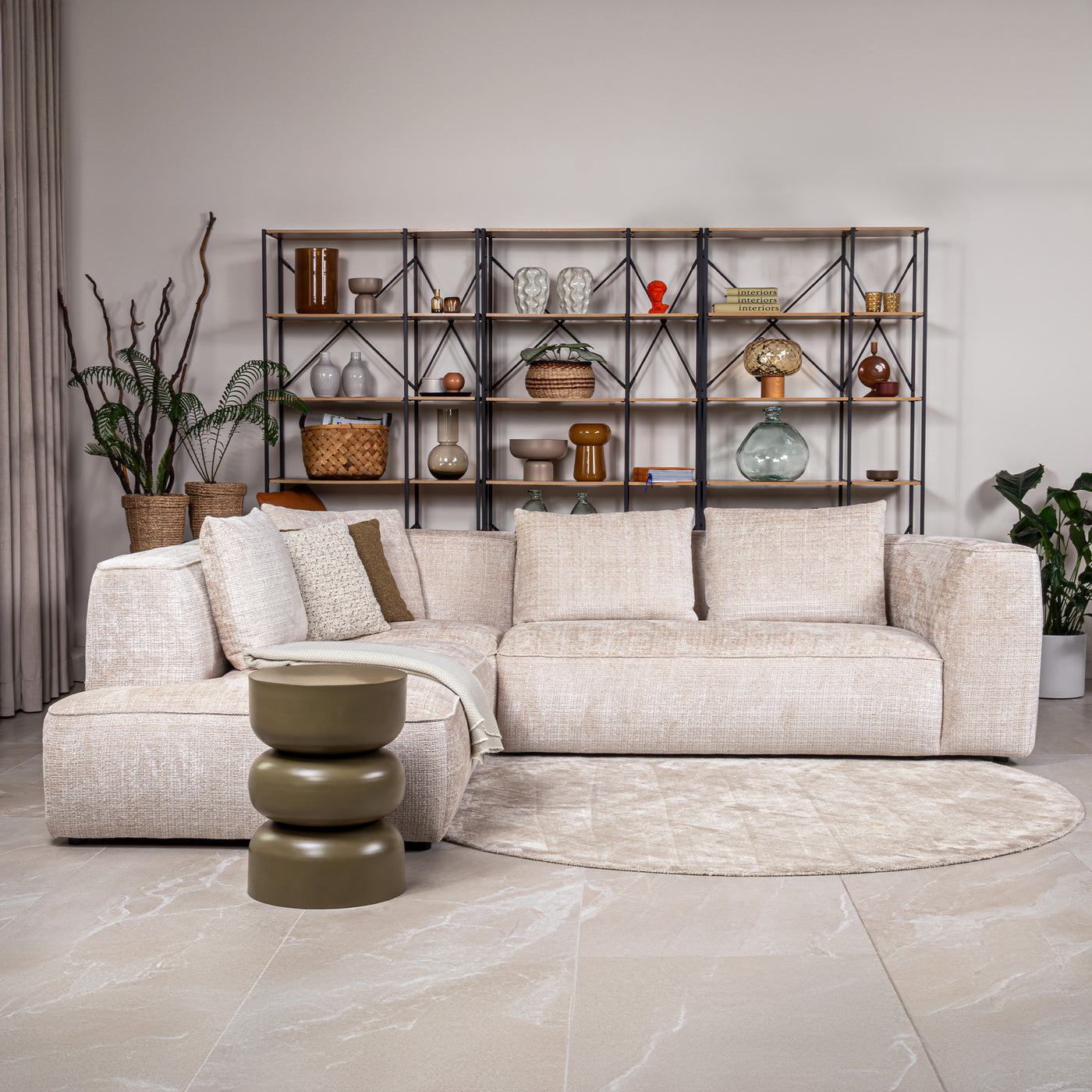 ROSIE Canapé d'angle en tissu beige - Angle gauche