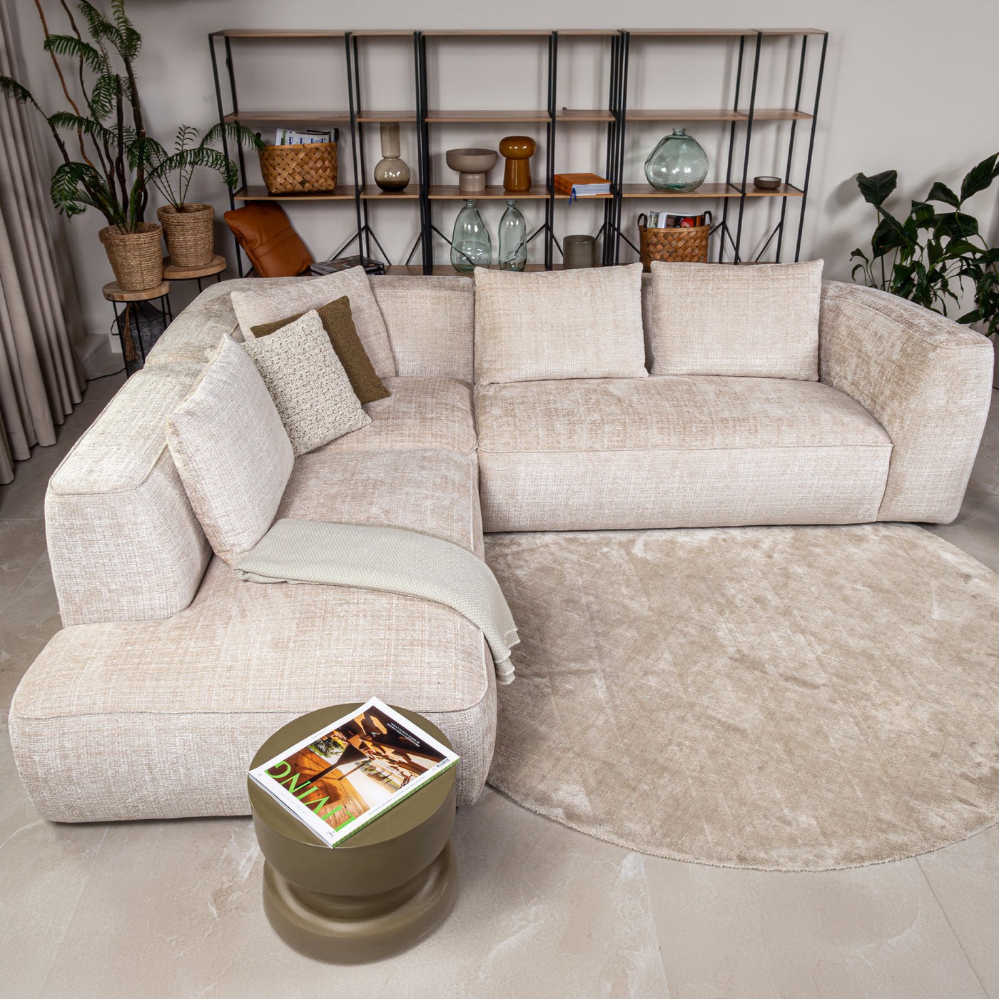ROSIE Canapé d'angle en tissu beige - Angle gauche