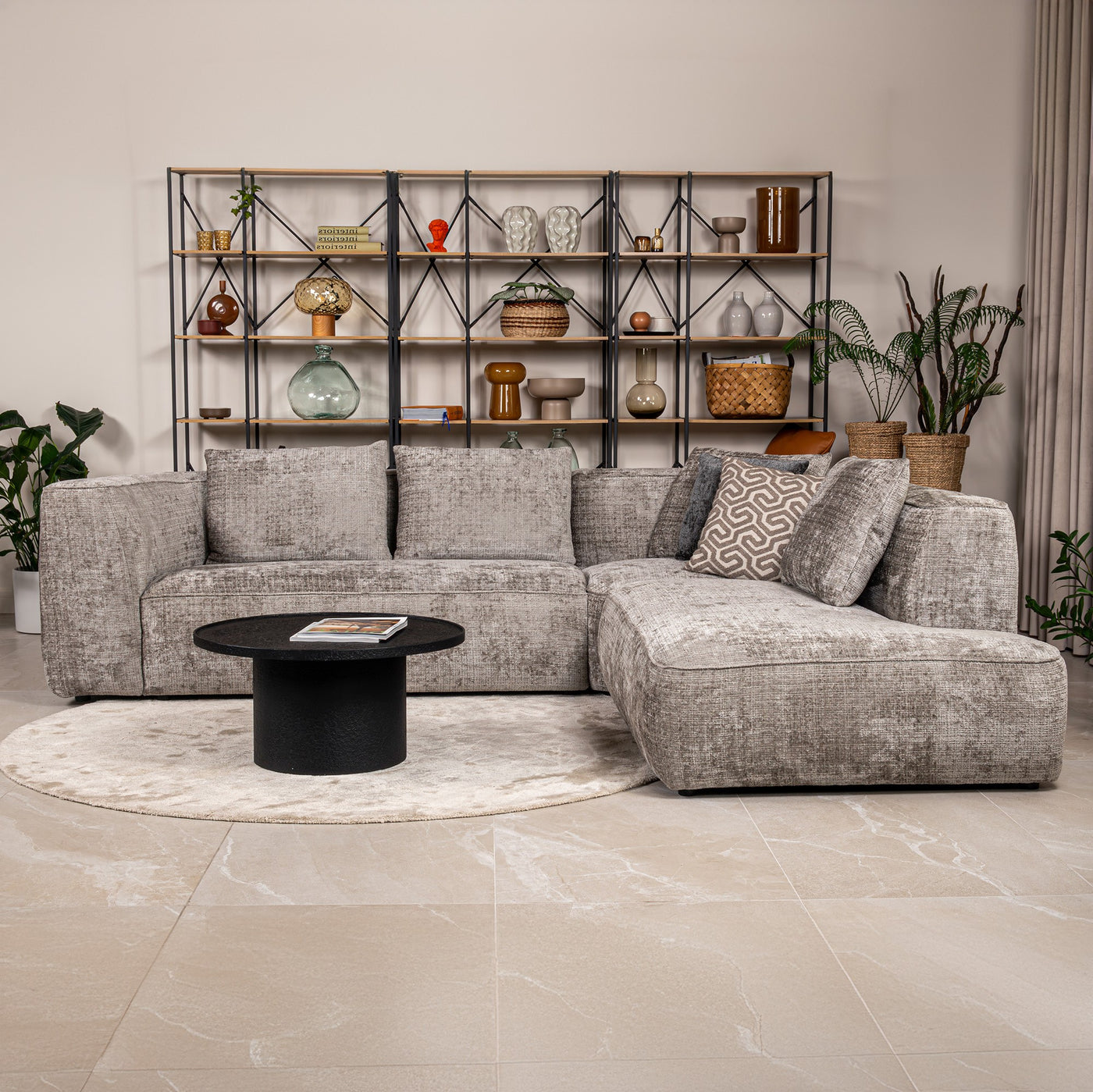 ROSIE Canapé d'angle en tissu gris - Angle droit