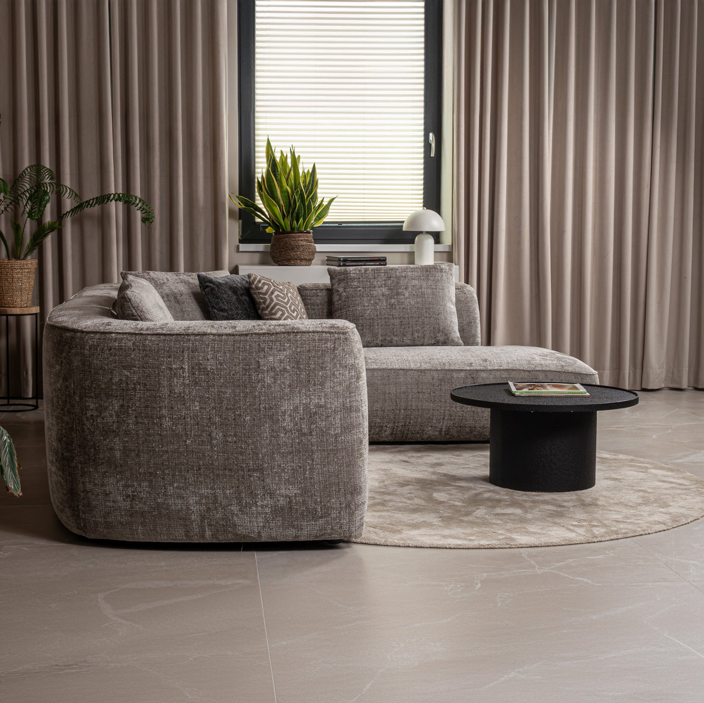 ROSIE Canapé d'angle en tissu gris - Angle droit