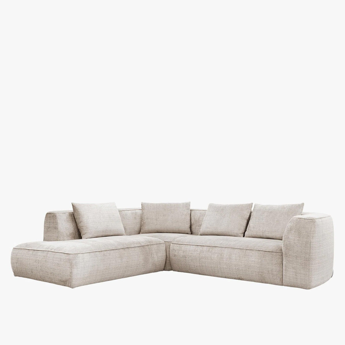 ROSIE Canapé d'angle en tissu beige - Angle gauche - Canapés d'angle - Mobilier Deco