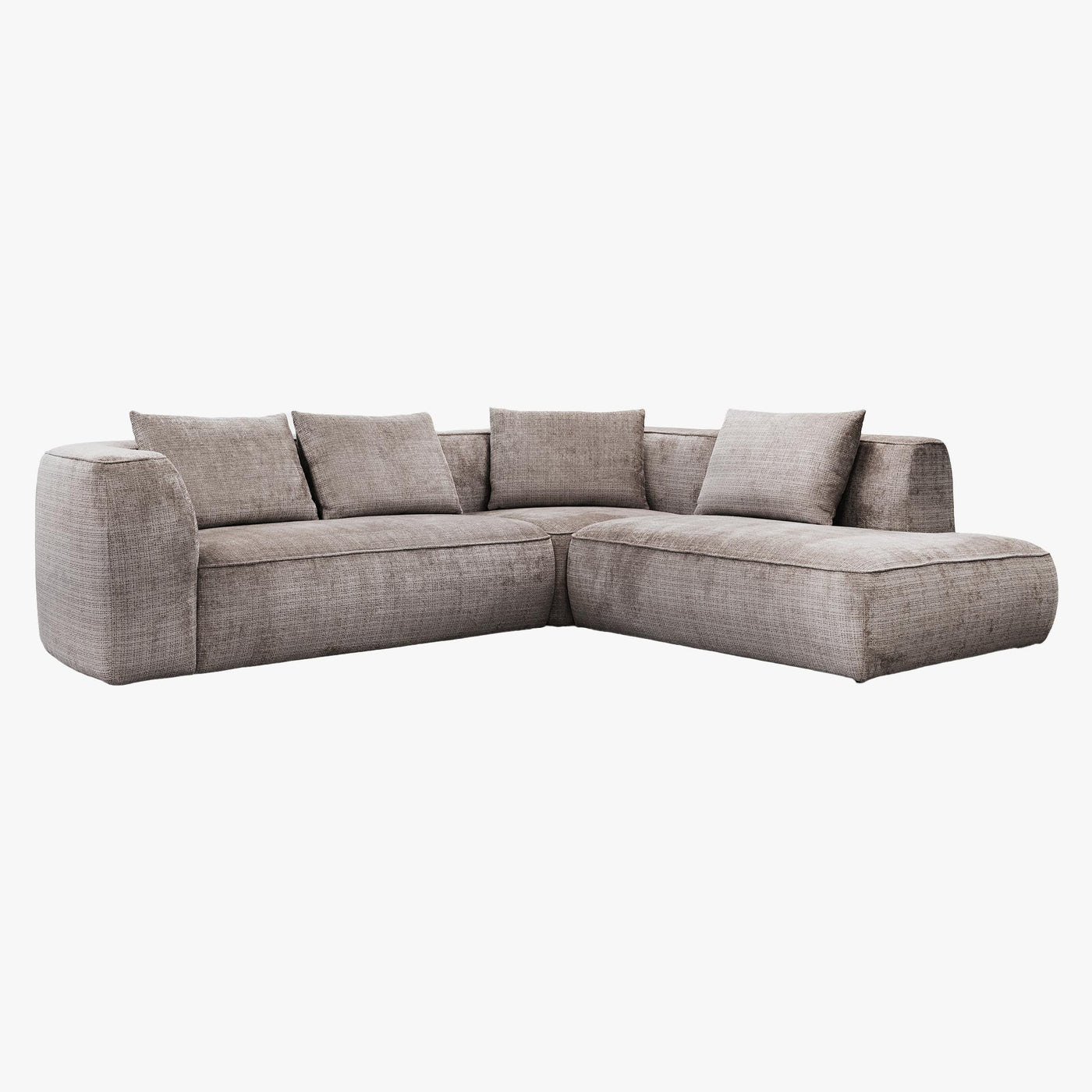 ROSIE Canapé d'angle en tissu gris - Angle droit - Canapés d'angle - Mobilier Deco