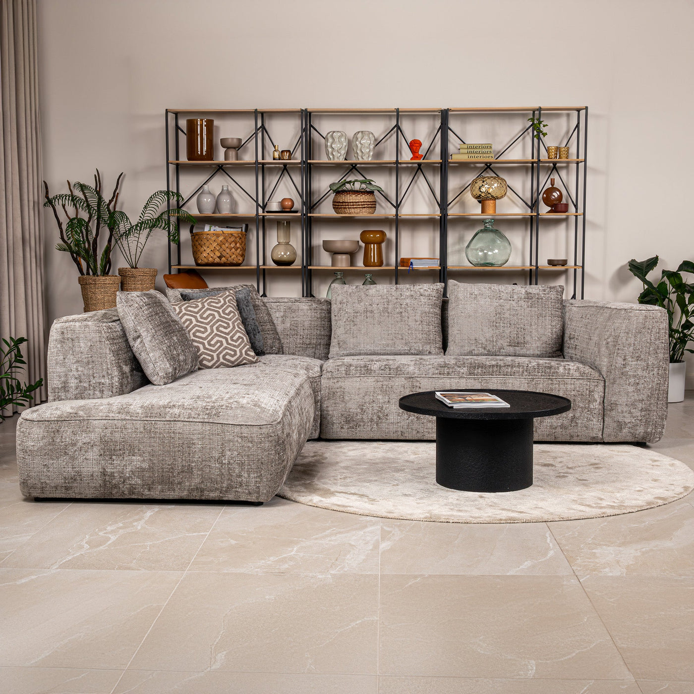 ROSIE Canapé d'angle en tissu gris - Angle gauche - Canapés d'angle - Mobilier Deco