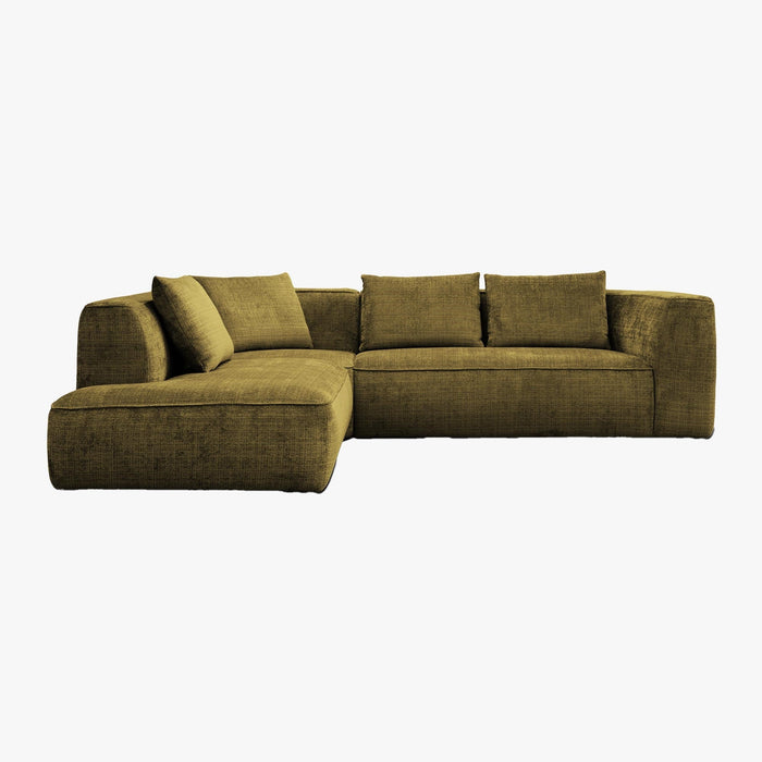 ROSIE Canapé d'angle en tissu vert - Angle gauche