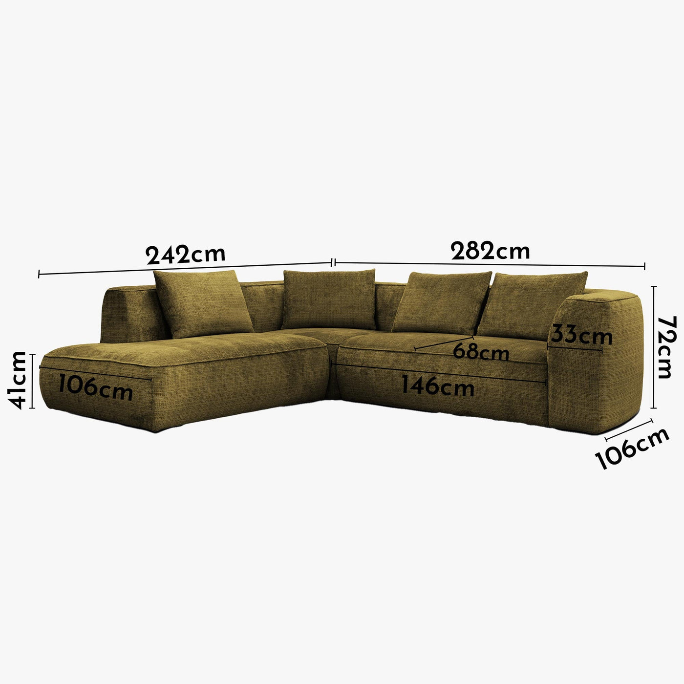 ROSIE Canapé d'angle en tissu vert - Angle gauche - Canapés d'angle - Mobilier Deco