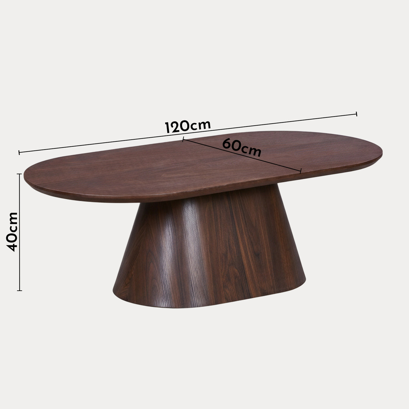 ROXY Table basse ovale couleur bois foncé 120 cm