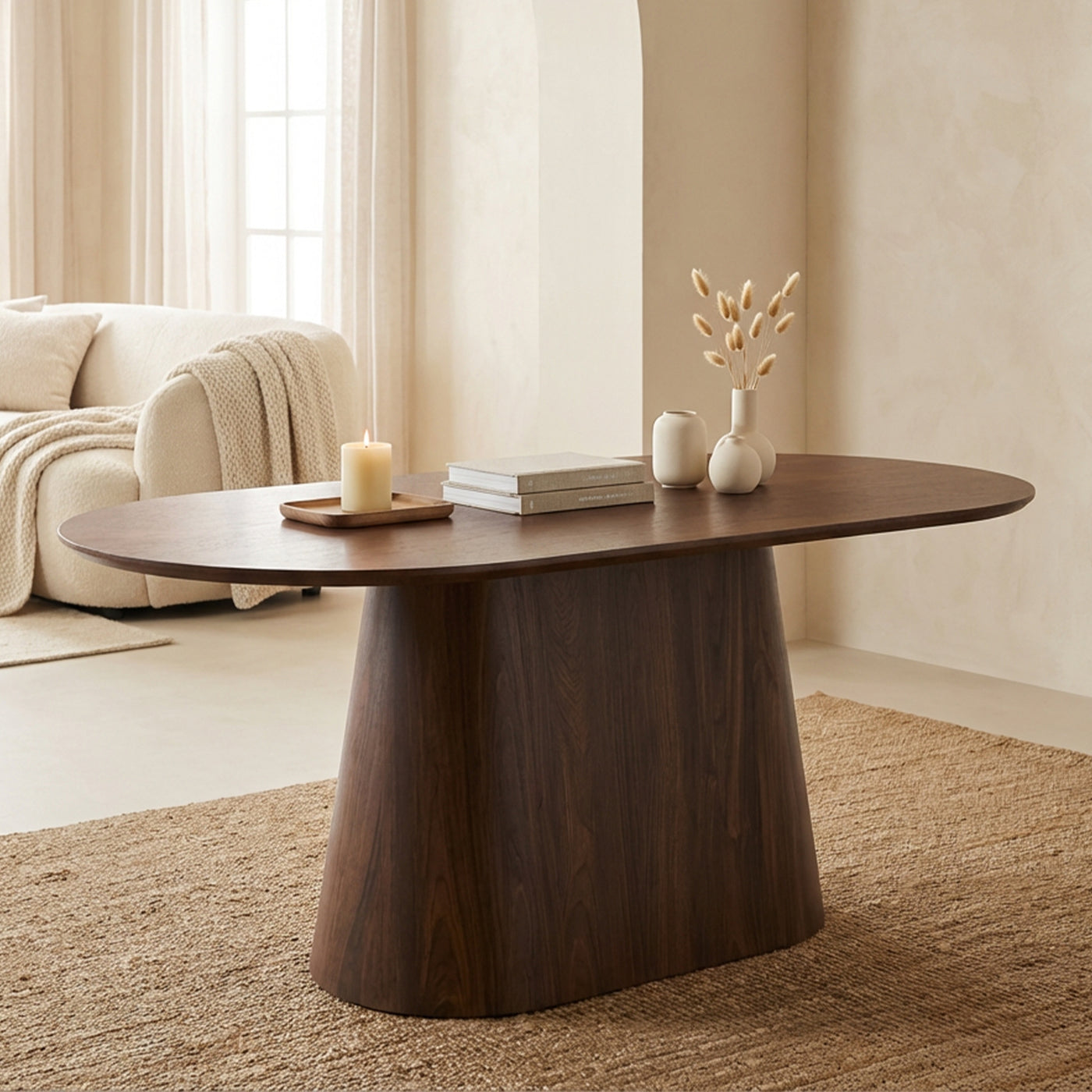 ROXY XL Table à manger ovale couleur bois foncé 180 cm