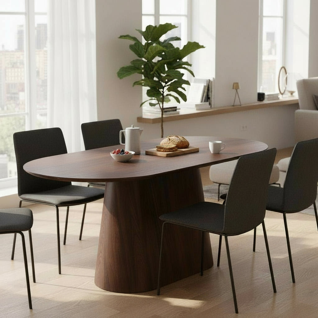 ROXY XL Table à manger ovale couleur bois foncé 180 cm