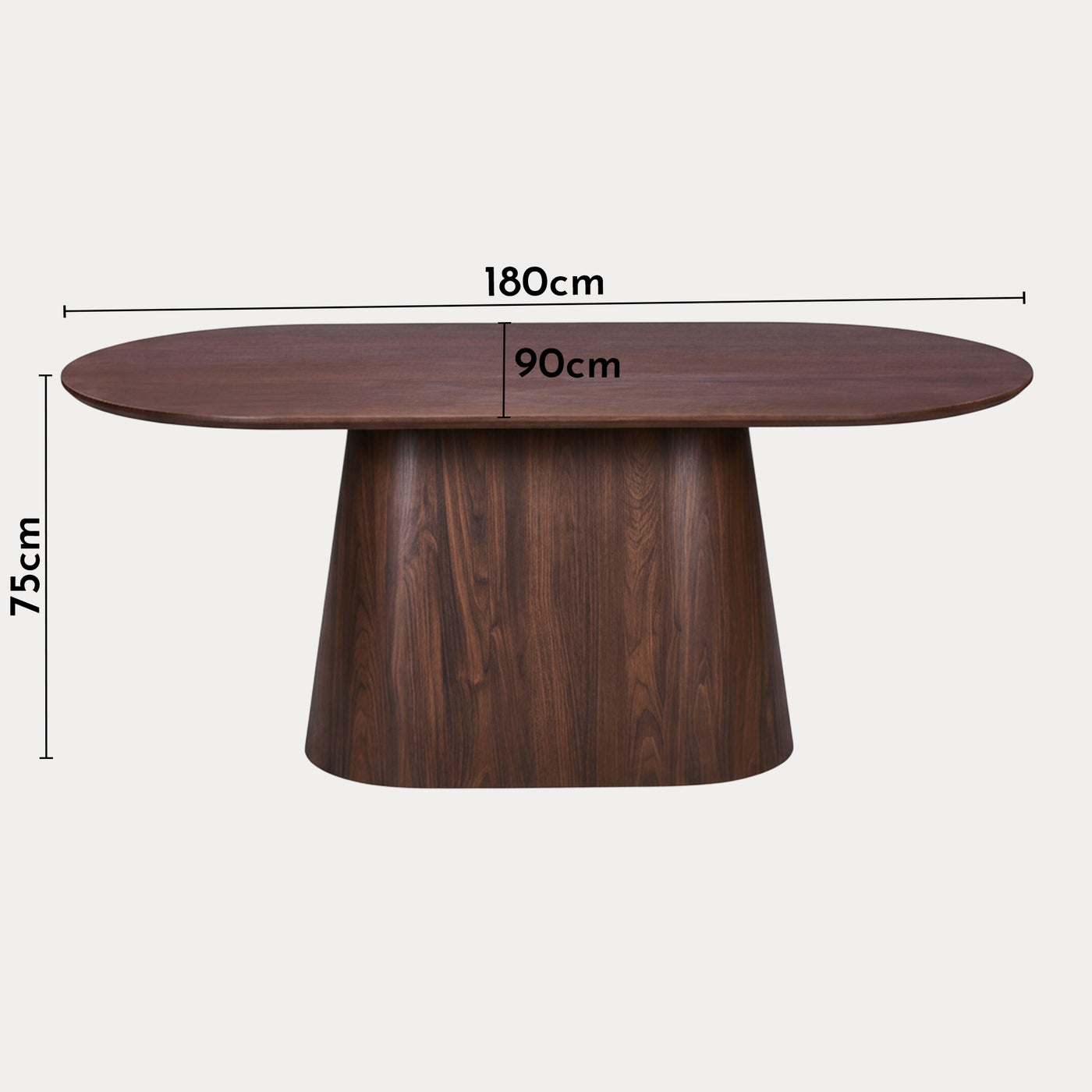 ROXY XL Table à manger ovale couleur bois foncé 180 cm