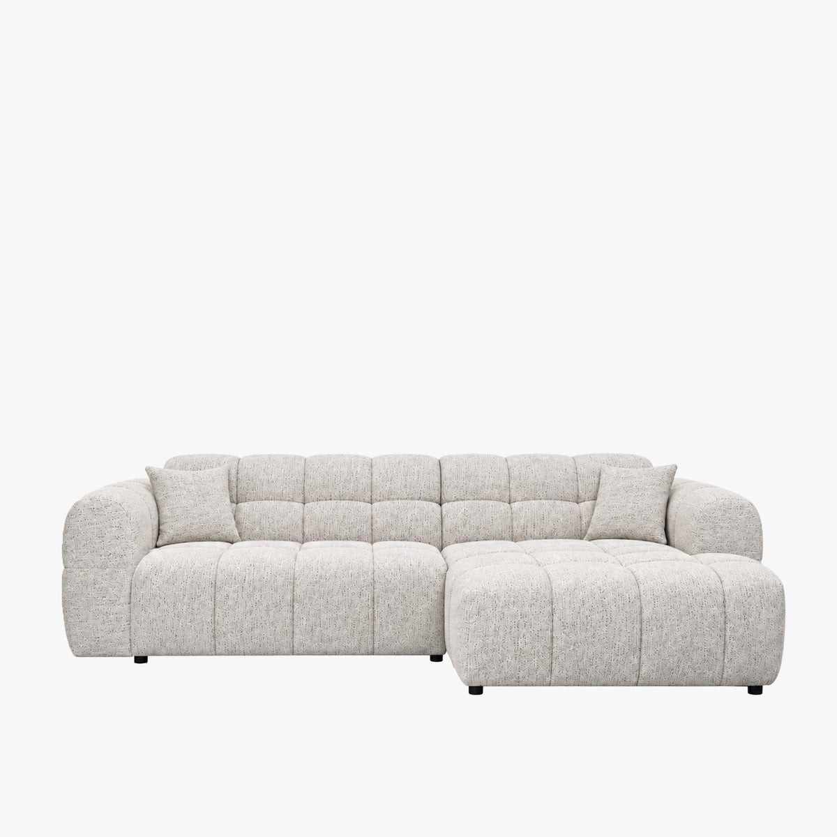 RUBY Canapé d'angle en tissu beige - Angle droit - Mobilier Deco