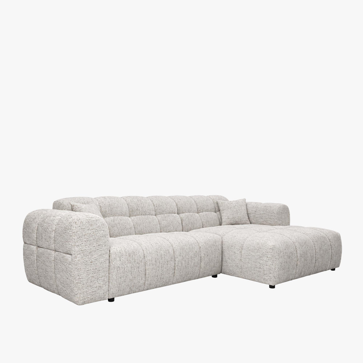 RUBY Canapé d'angle en tissu beige - Angle droit - Mobilier Deco