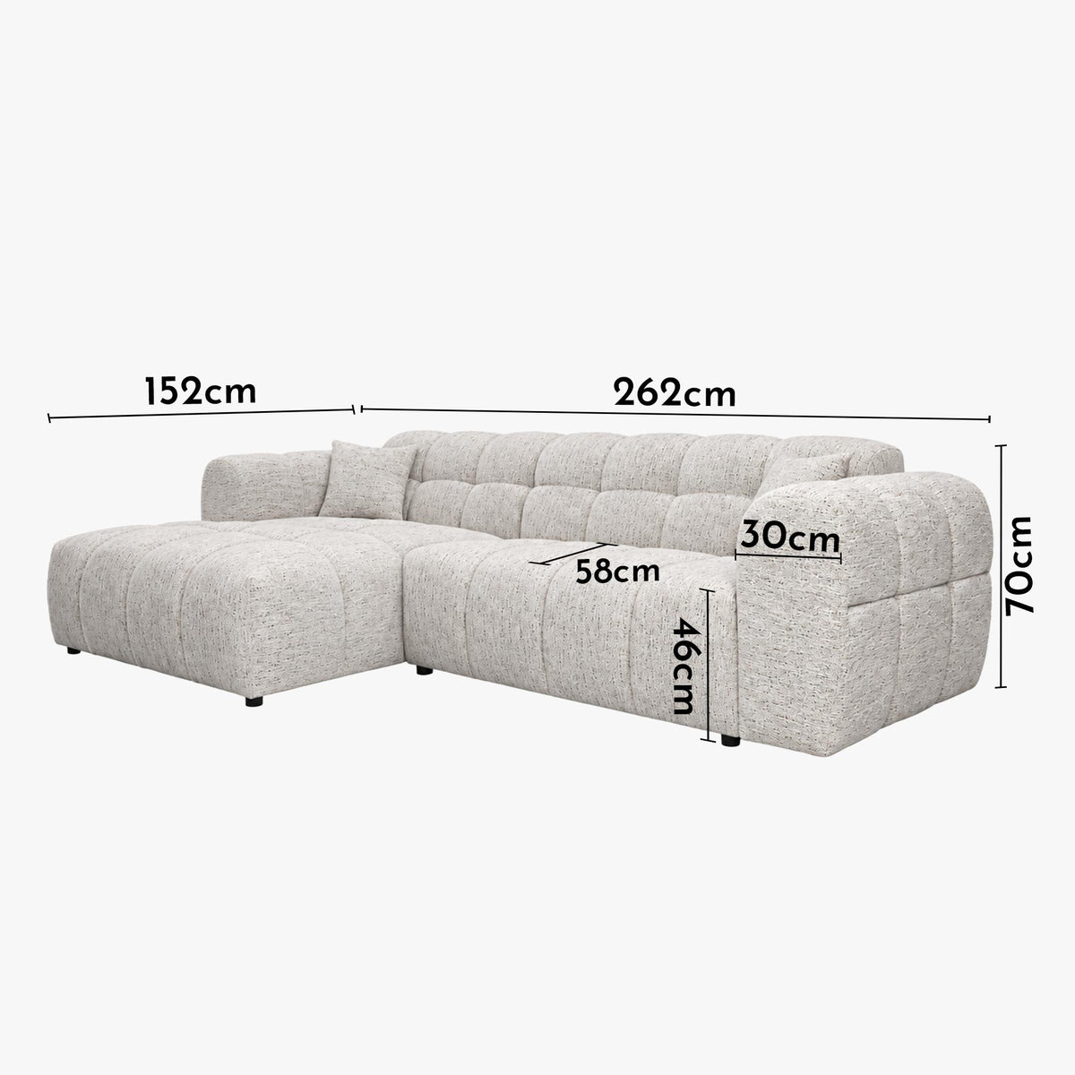 RUBY Canapé d'angle en tissu beige - Angle gauche - Mobilier Deco