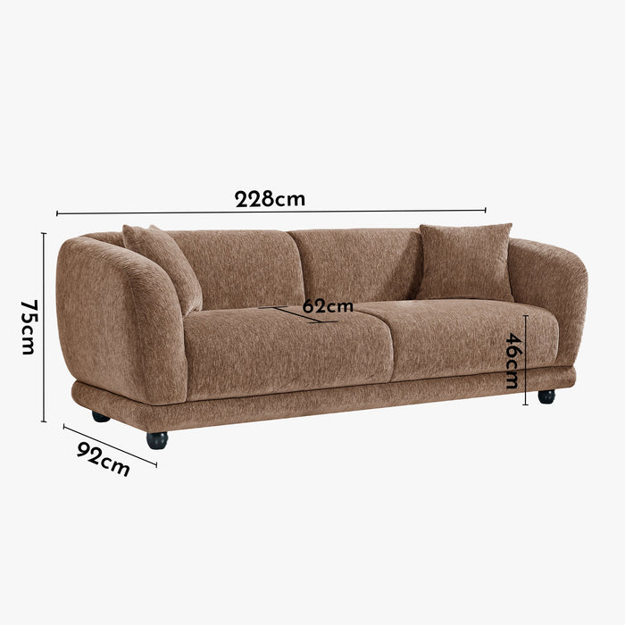 RUMY Canapé 3 places en tissu taupe