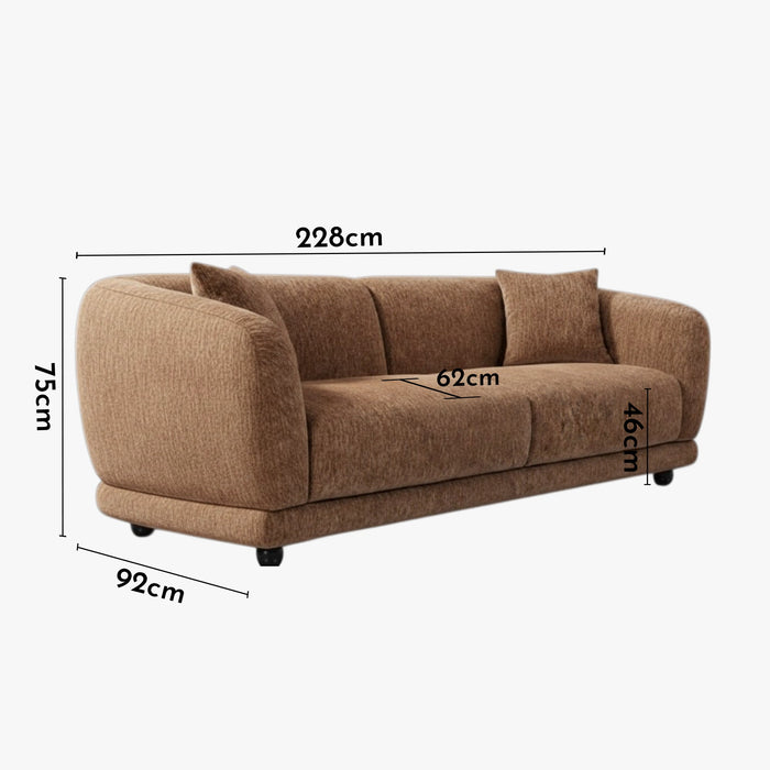 RUMY Canapé 3 places en tissu taupe foncé