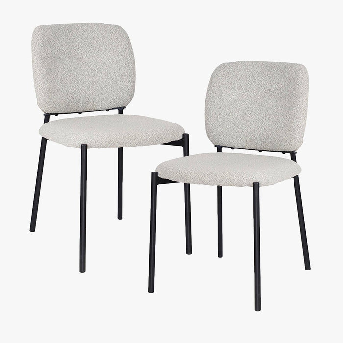 SAFIA Lot de 2 chaises en tissu beige piètement métal noir