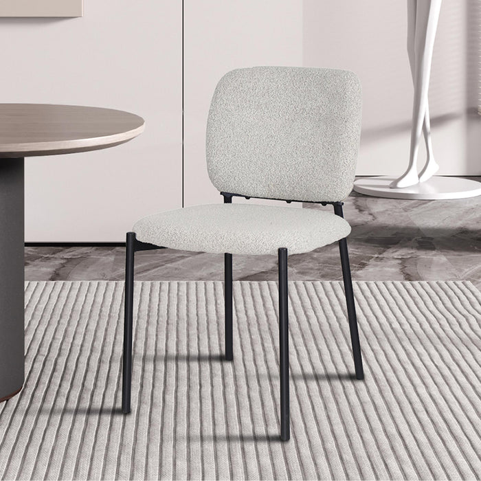 SAFIA Lot de 2 chaises en tissu beige piètement métal noir