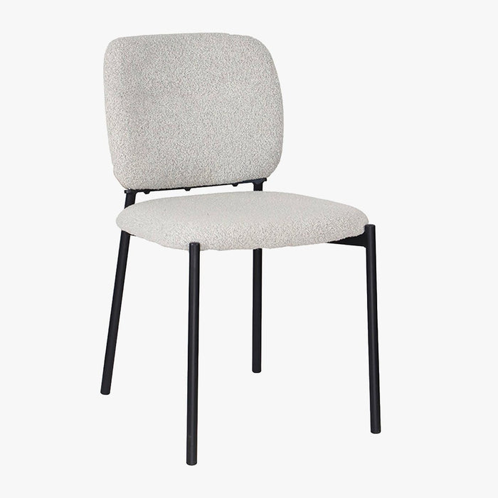 SAFIA Lot de 2 chaises en tissu beige piètement métal noir