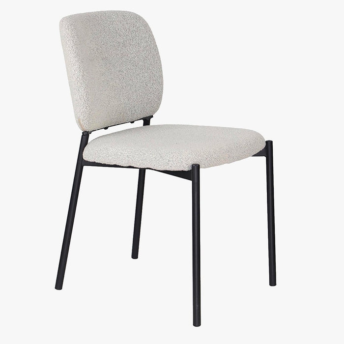 SAFIA Lot de 2 chaises en tissu beige piètement métal noir