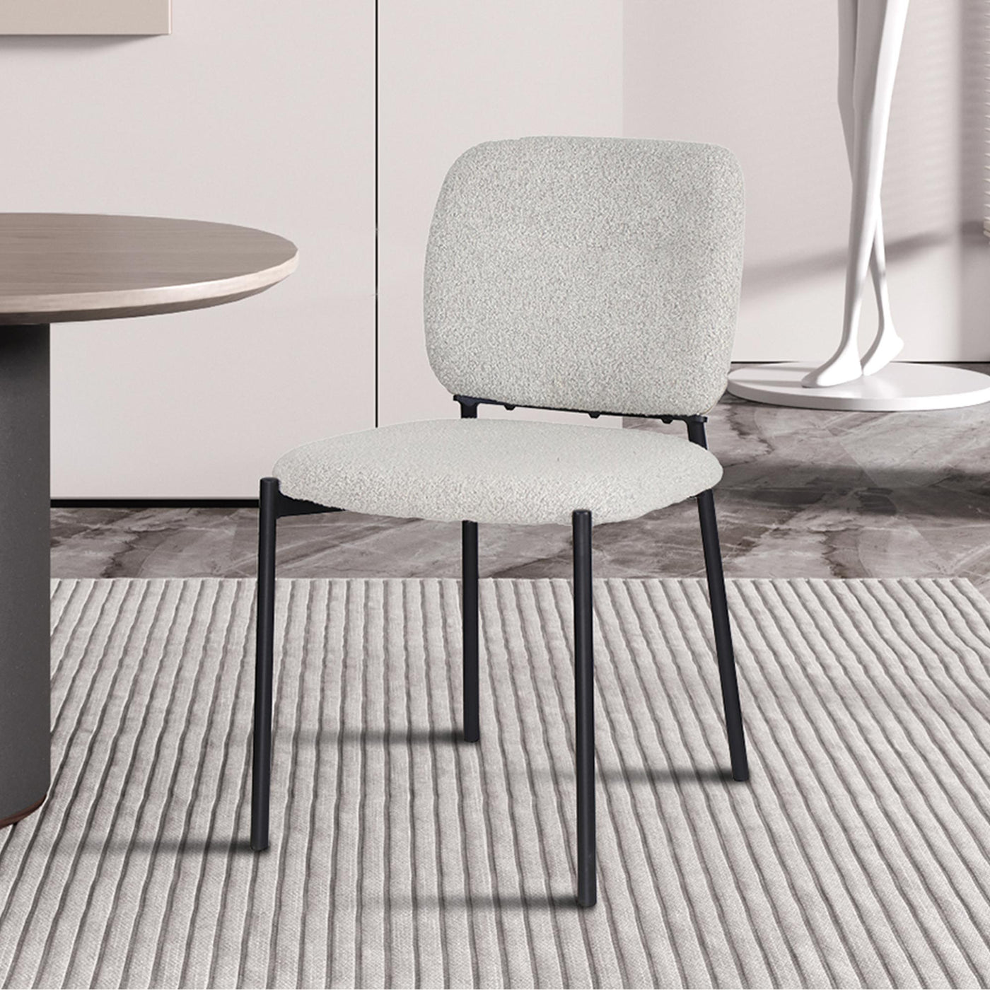 SAFIA Lot de 2 chaises en tissu beige piètement métal noir