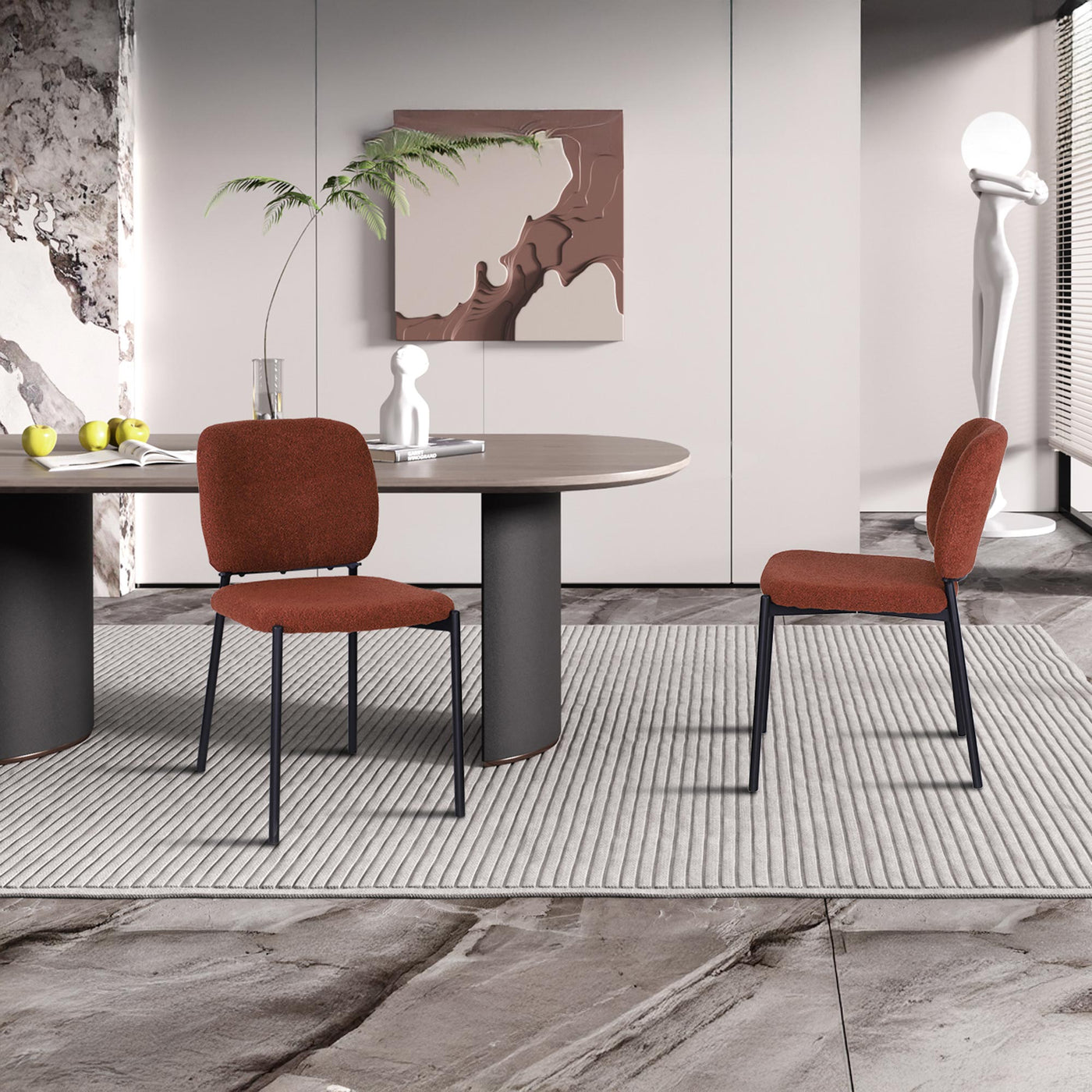 SAFIA Lot de 2 chaises en tissu rouille piètement métal noir