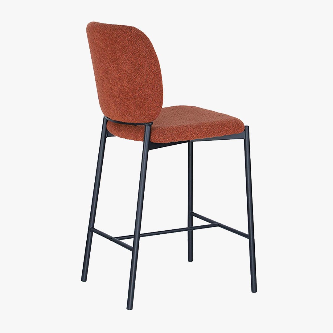 SAFIA Lot de 2 tabourets tissu rouille piètement métal noir - Tabourets - Mobilier Deco