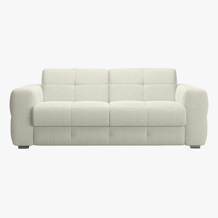 SAMINA Canapé 3 places convertible  en tissu bouclette beige matelas Memory 14 cm