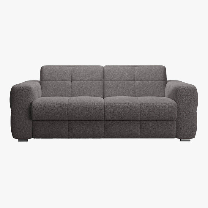 SAMINA Canapé 3 places convertible en tissu bouclette gris foncé matelas Memory 14 cm