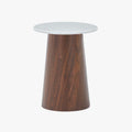 SANA - 40 Table d'appoint en marbre composite pieds couleur bois foncé D40 cm