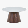 SANA - 80 Table basse ronde en marbre composite pieds couleur bois foncé  D80 cm